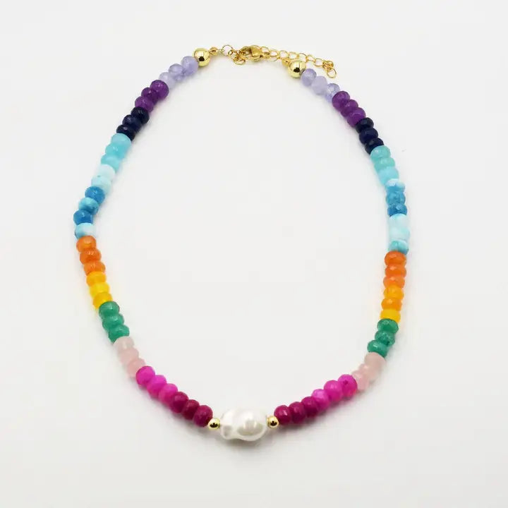 Colorful Gemstone with Pearl