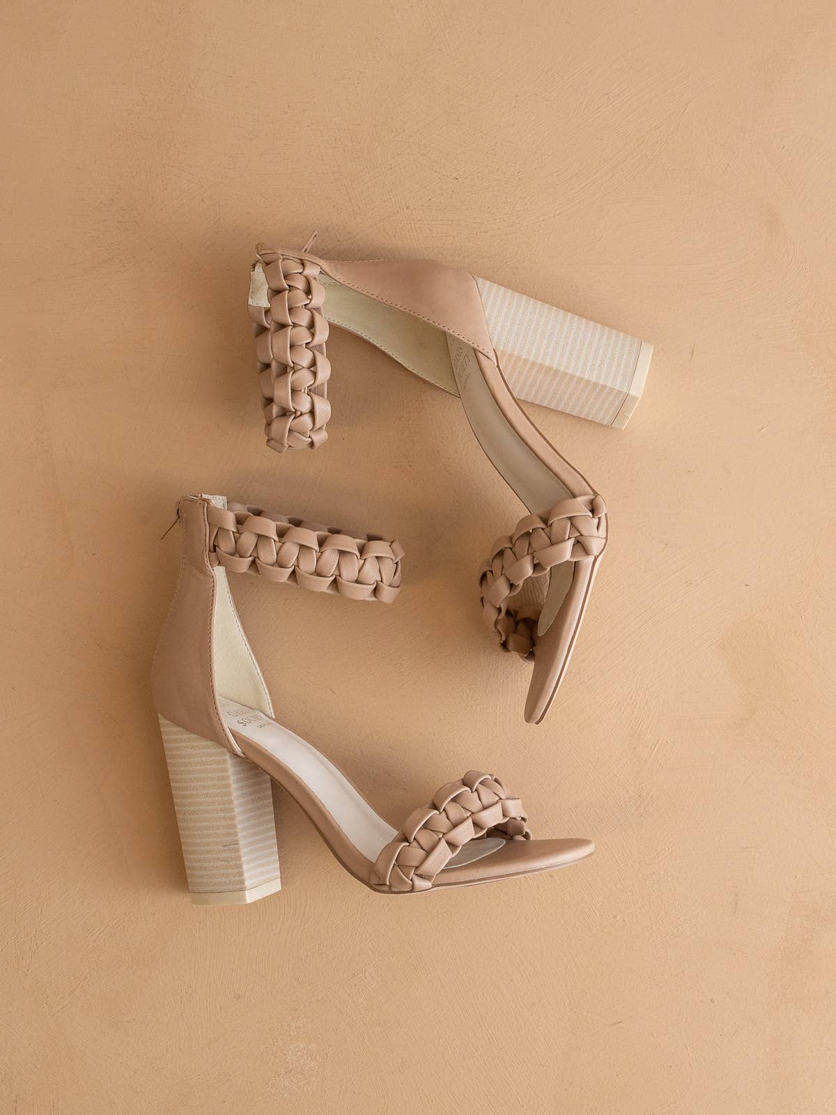 The Melody Dusty Nude | Braided Two Band Block Heel