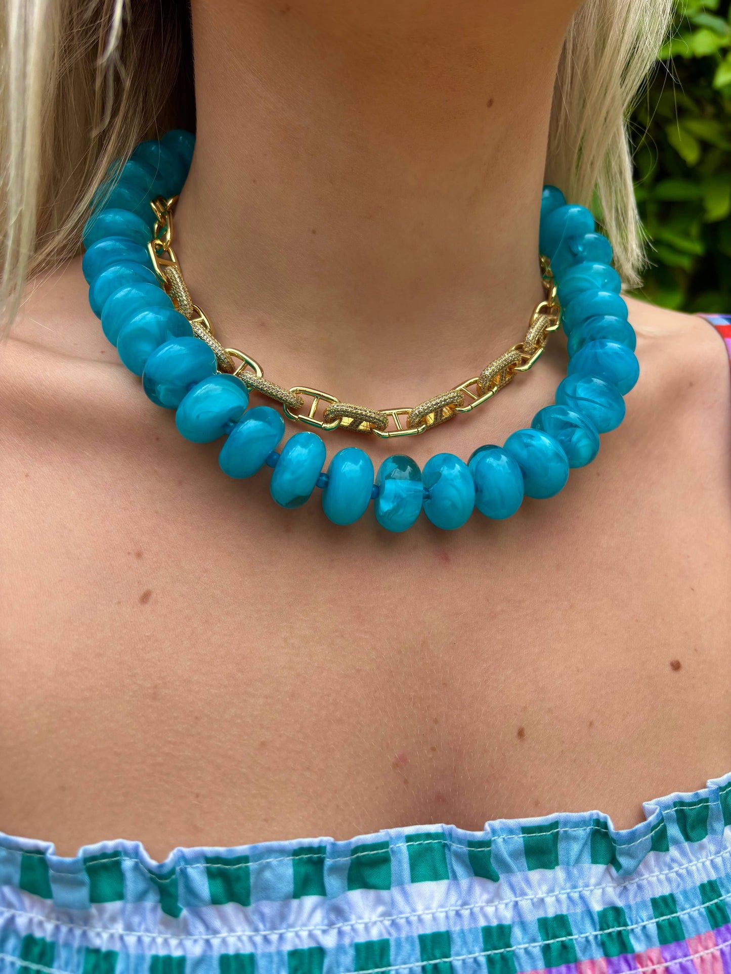 Bailey Chunky Beaded Necklace- Purple