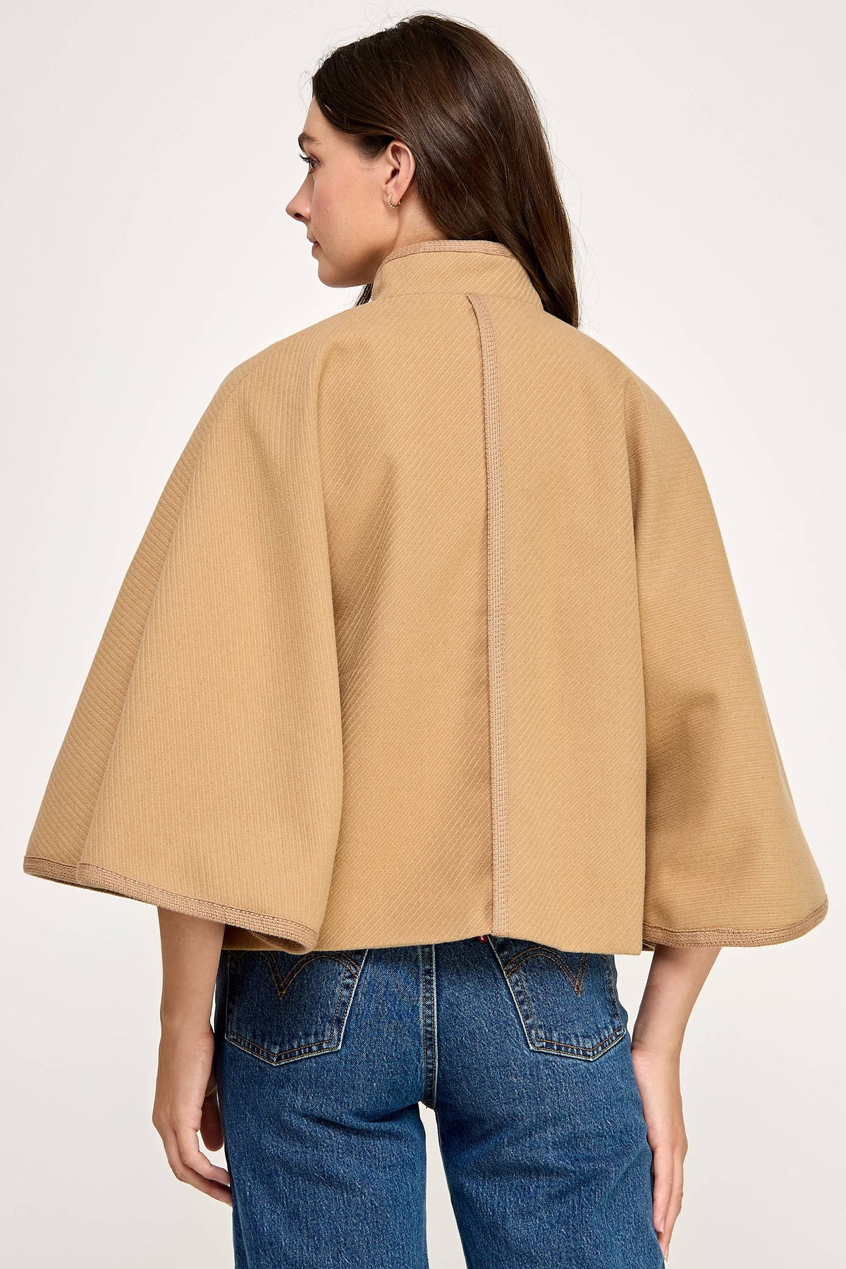 TJ-10573-6 BUTTERFLY SLEEVE CAPE-CAMEL