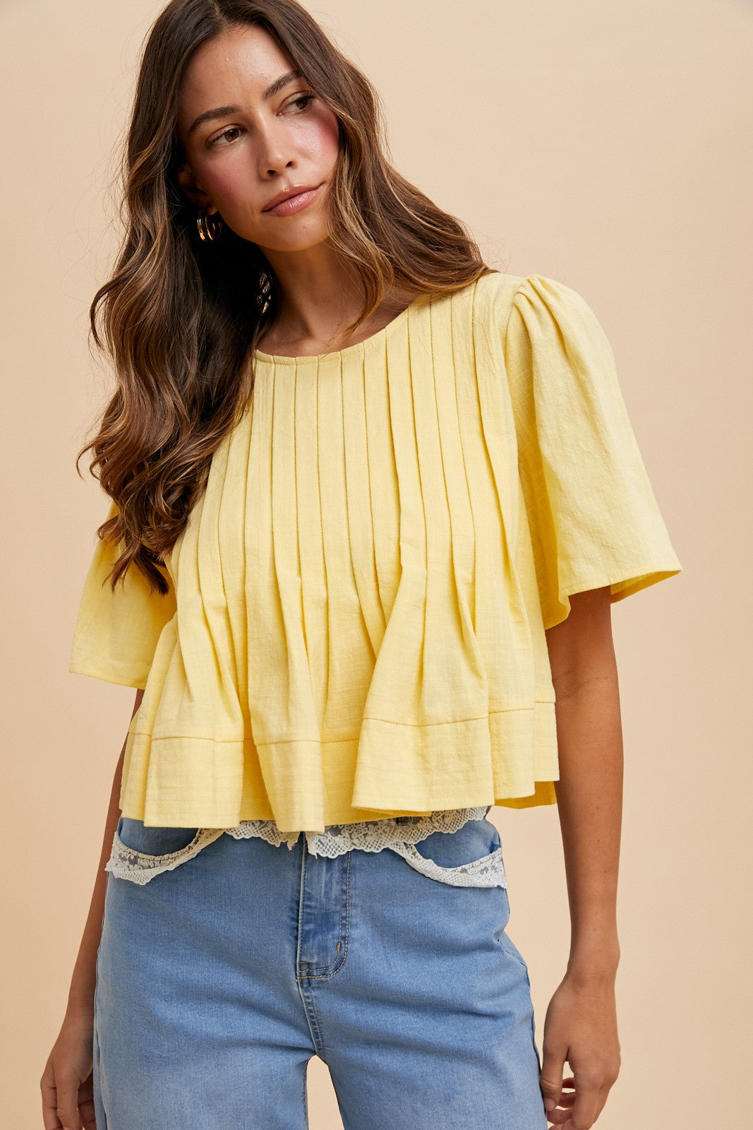 ANNIEWEAR FLUTTER SLEEVE TOP