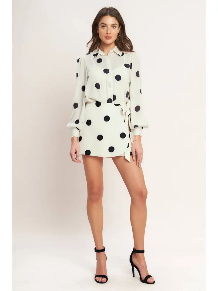 A Printed Polka Dot Top