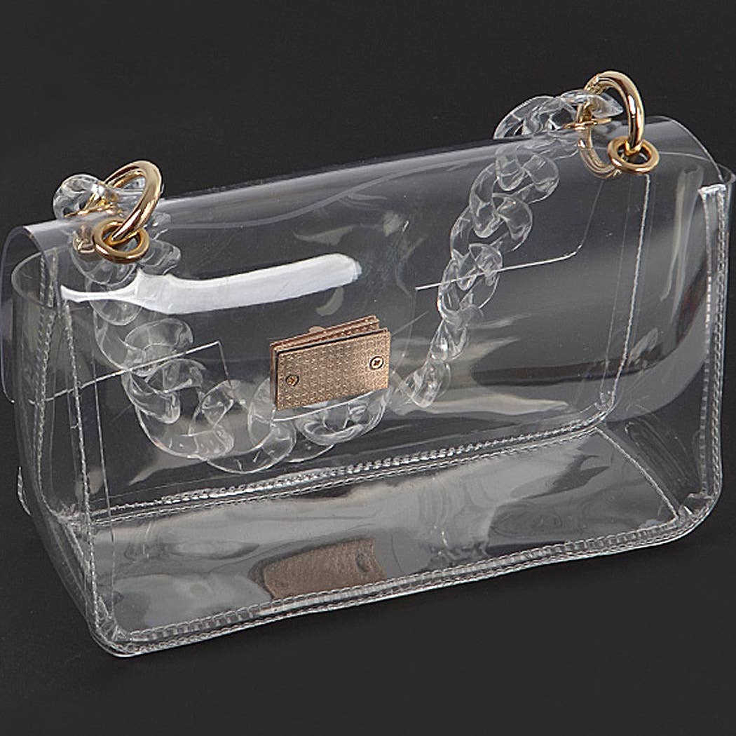 Cross Chain Body Visibly Clear Clutch