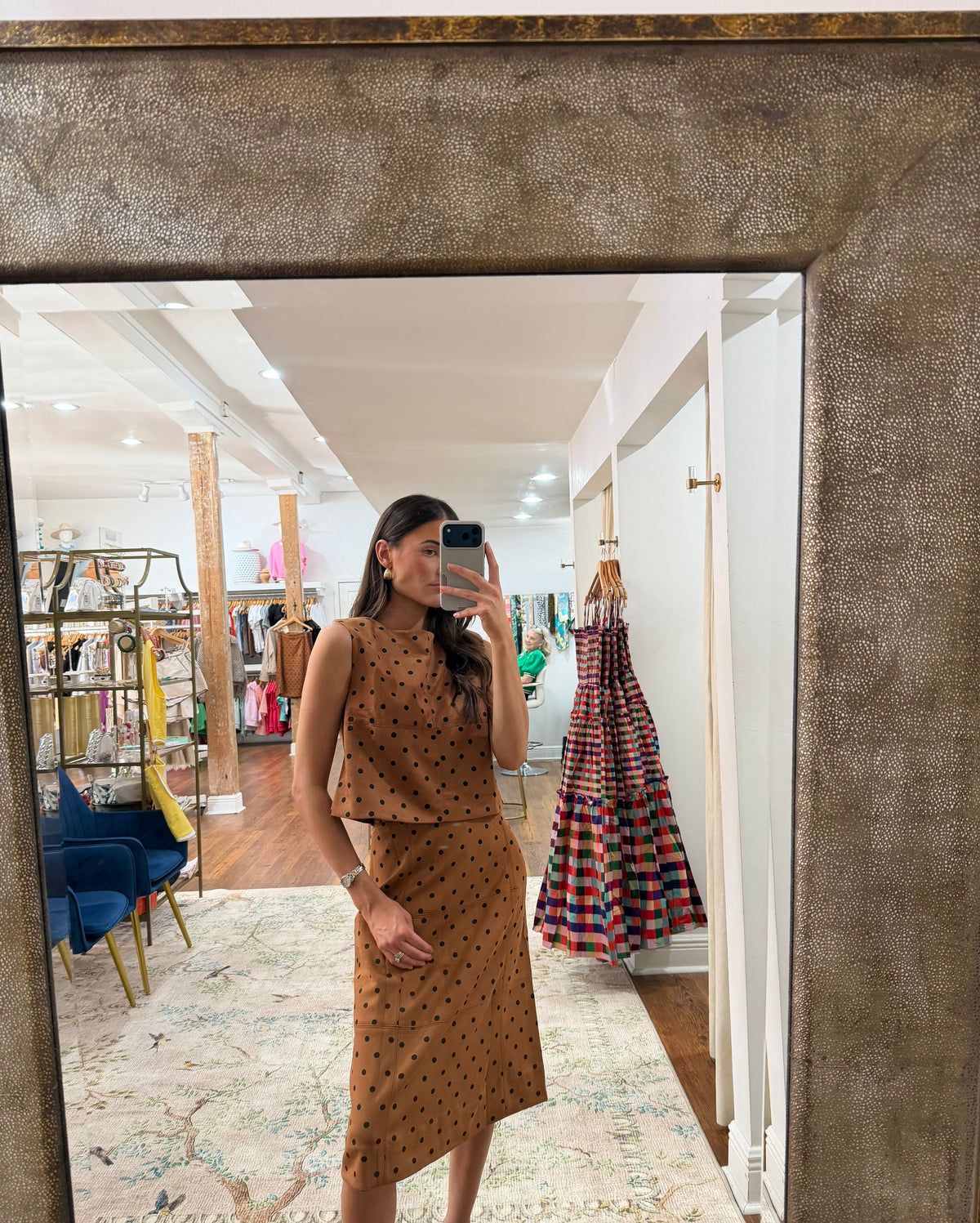 Suede Zipper Polka Dot Skirt