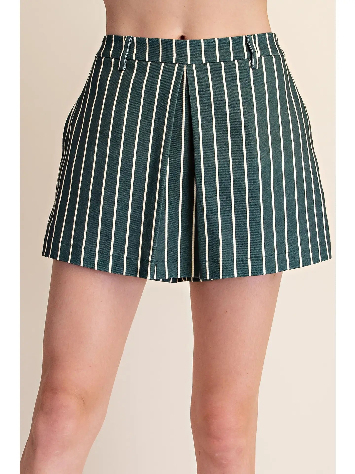 Pleat stretch stripe skort