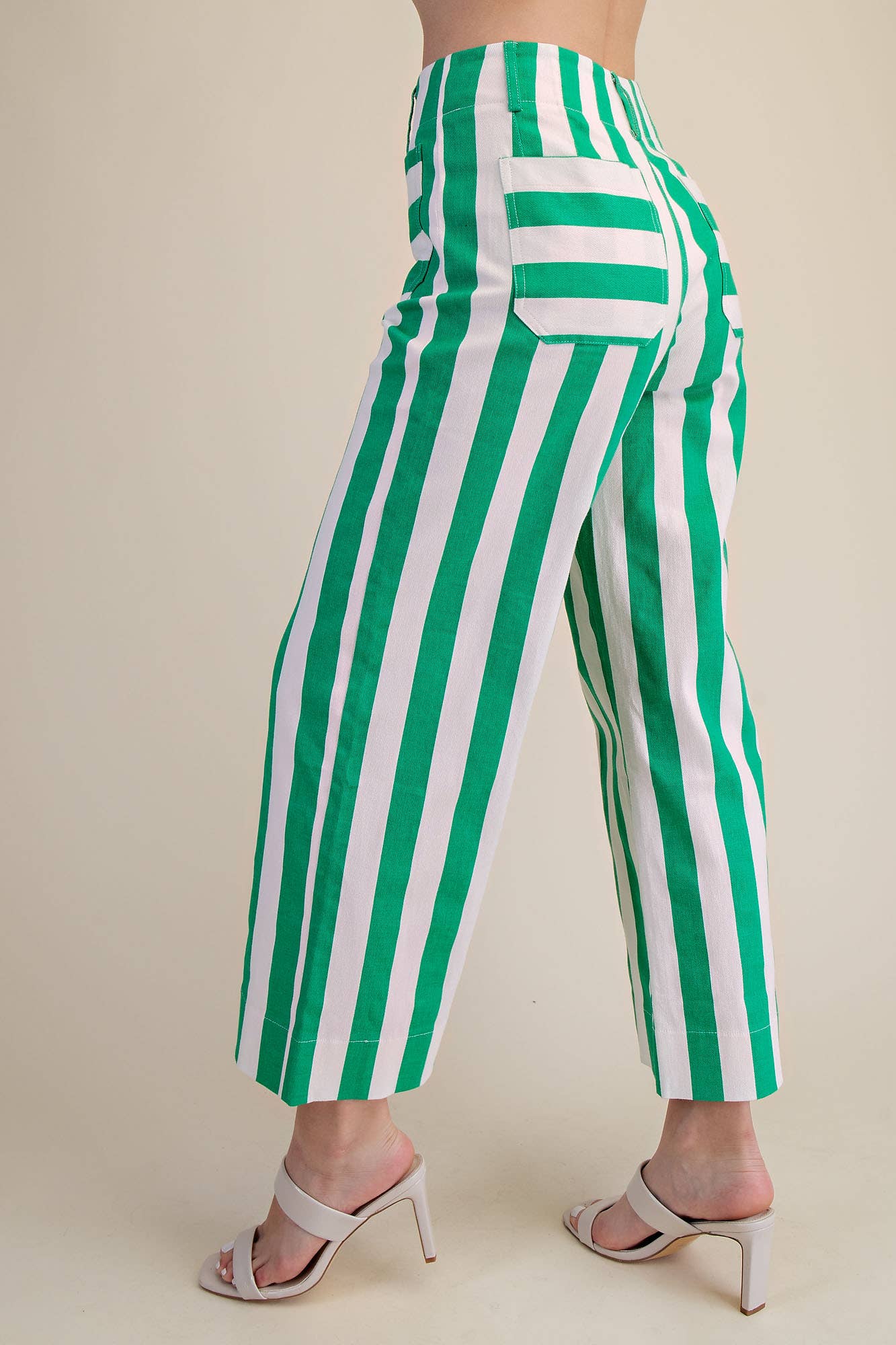 Colette Cropped Wide-Leg Stripe Pants