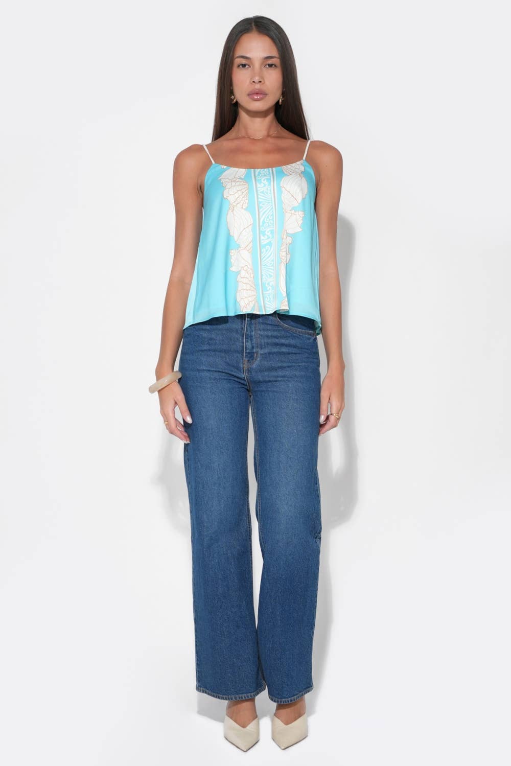 Arabella Braided Tie Straps Printed Top