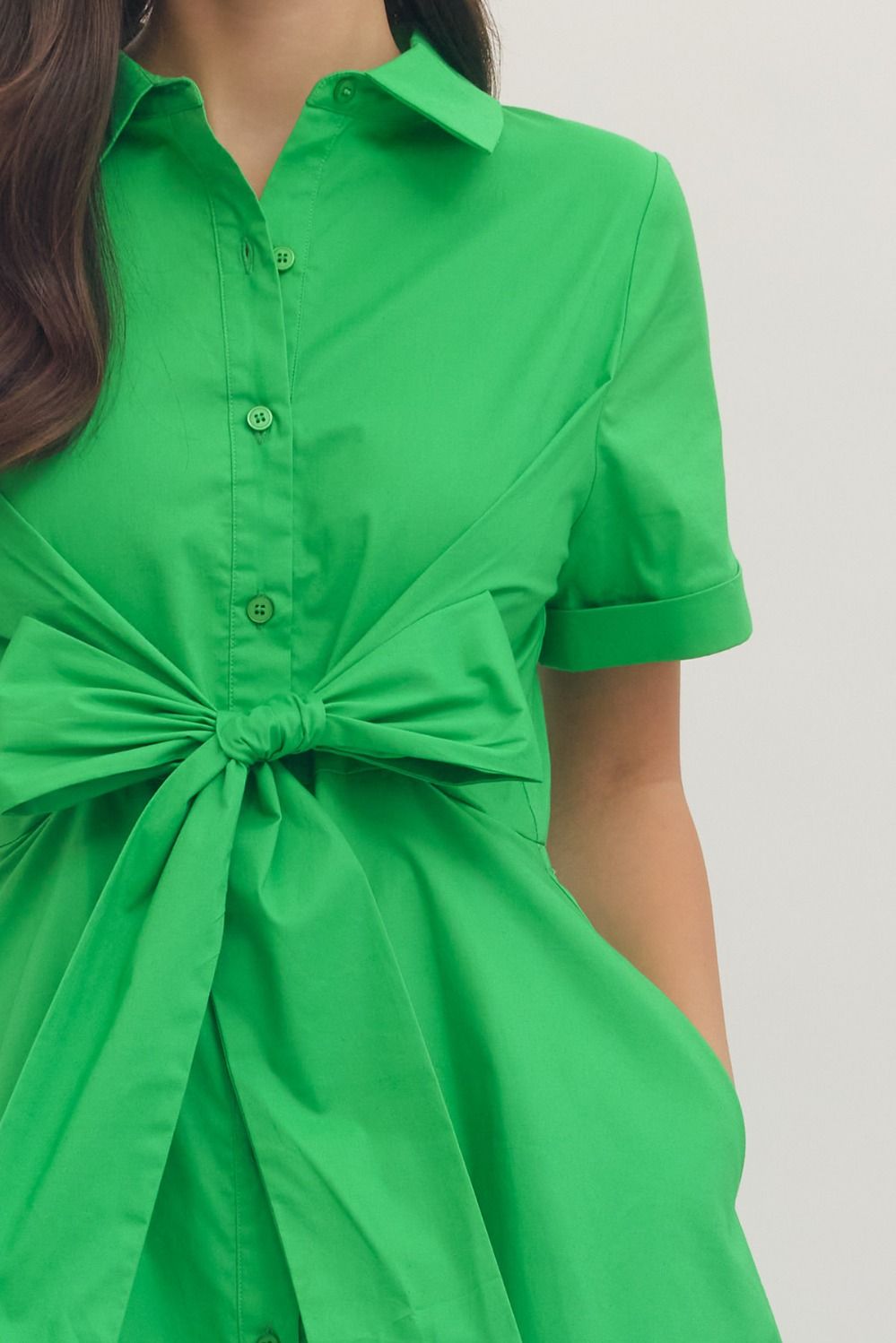 Solid Short Sleeve Midi Dress