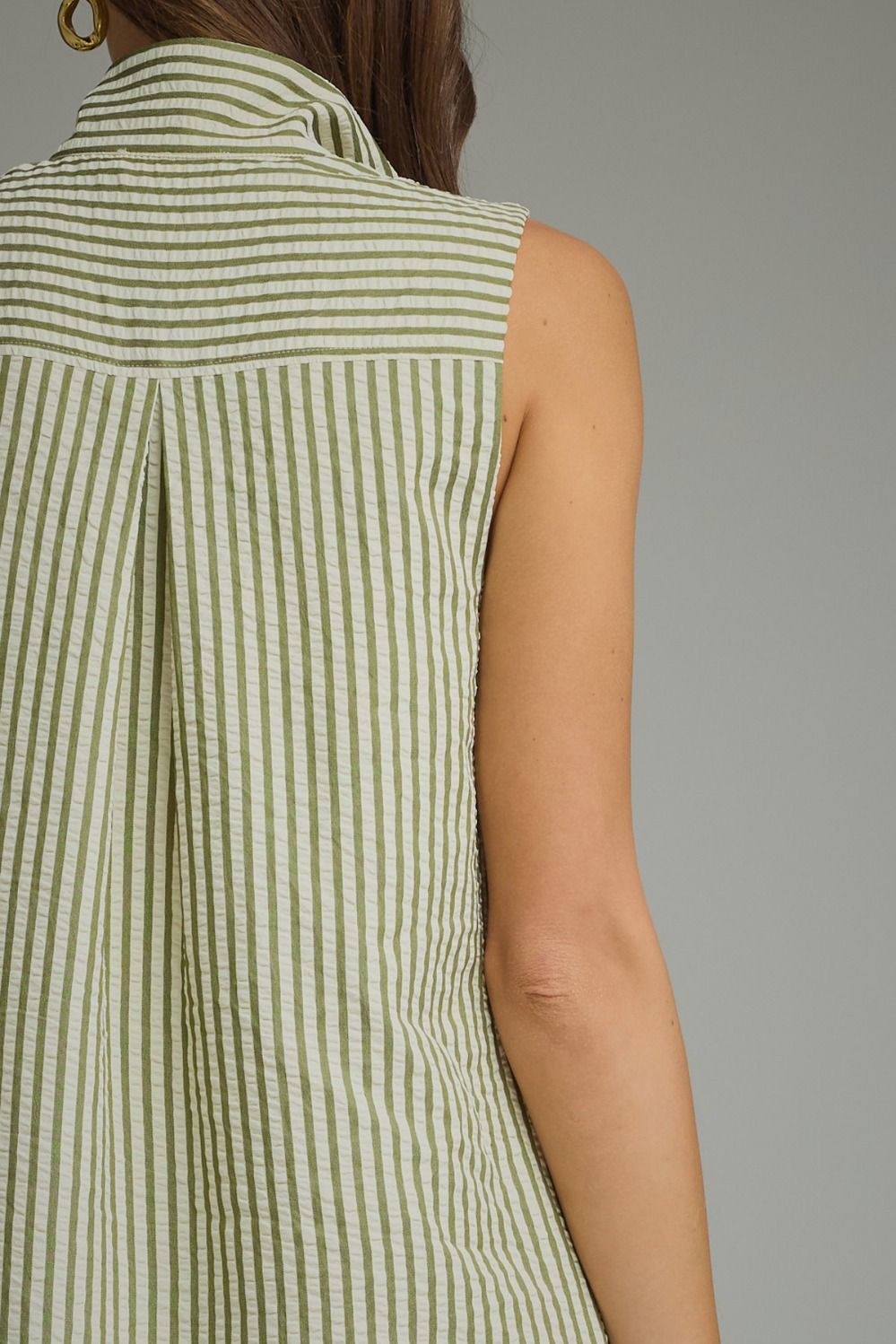 Striped collared sleeveless mini dress