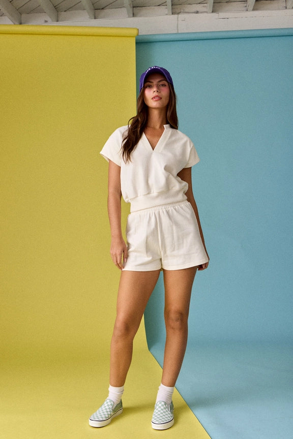 PAPERMOON V NECK SHORT SLEEVE TOP AND SHORTS