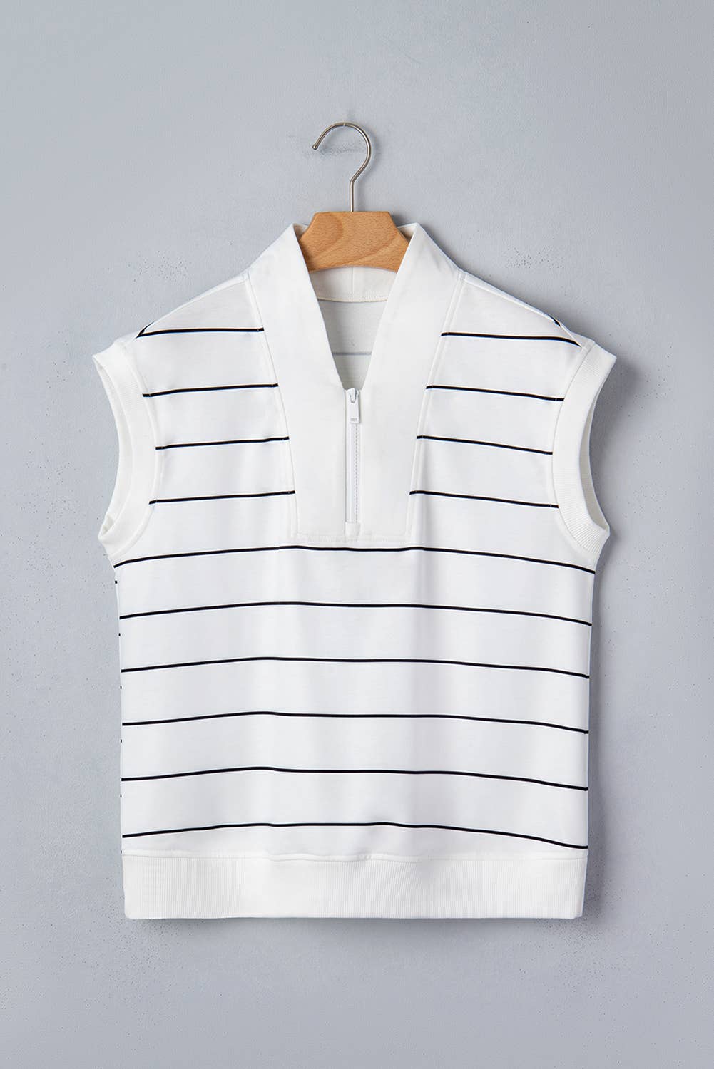 LDC Stripe Color Block Zip V Neck Sleeveless Top