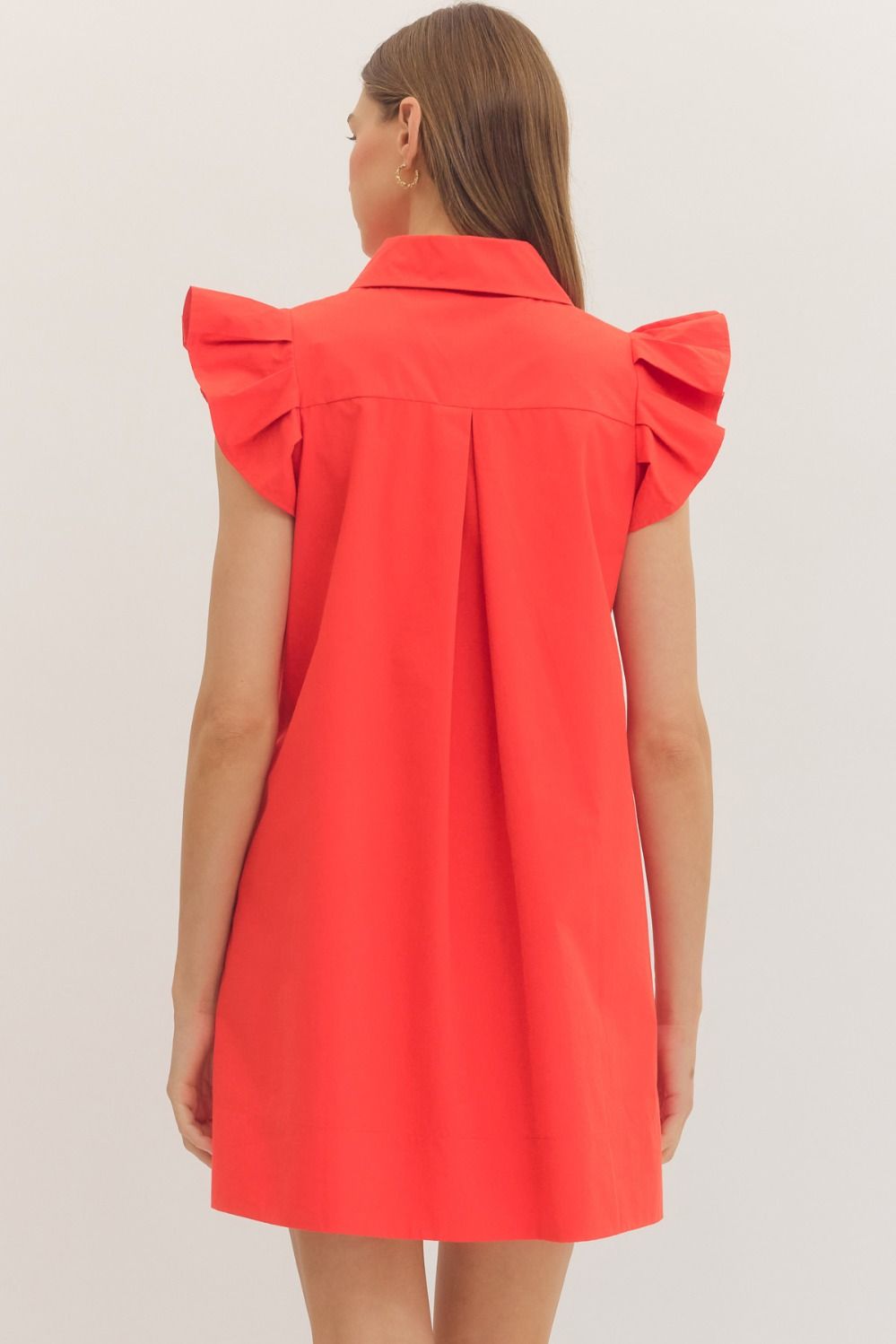 Solid Ruffle Sleeve Mini Dress