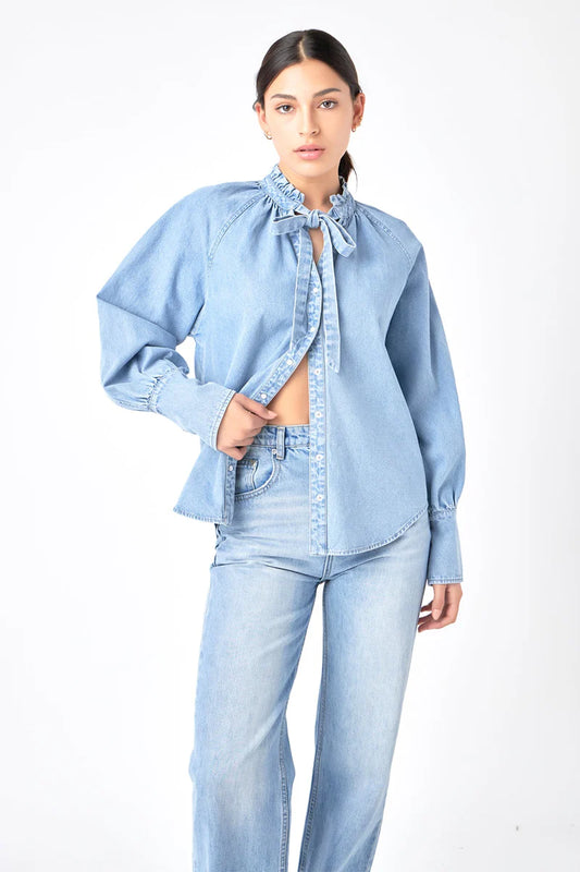 GREY LAB DENIM SHIRT WITH TIE