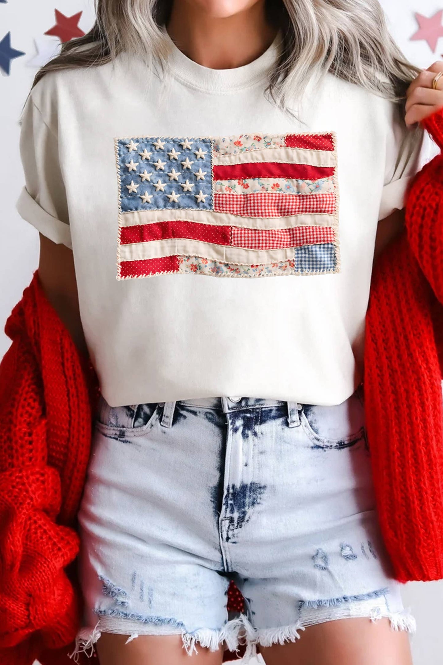 LDC 4th of July Printed US Flag Casual Tee
