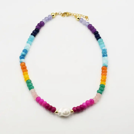 Colorful Gemstone with Pearl