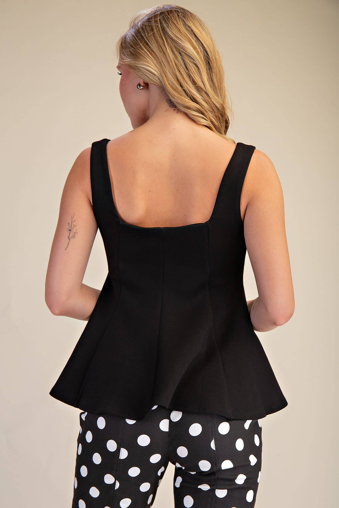Scuba Knit Peplum Stretch Top