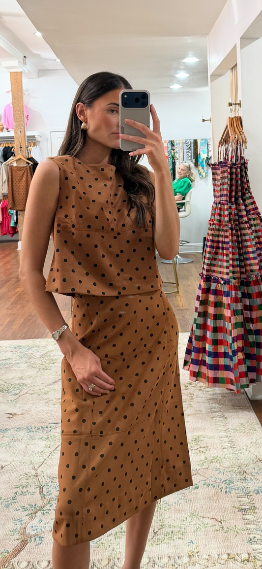 Suede Zipper Polka Dot Skirt