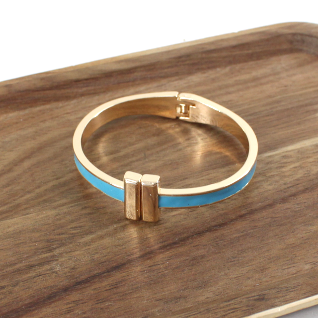 B25295 Color Band Hinged Bangle Cuff Bracelet