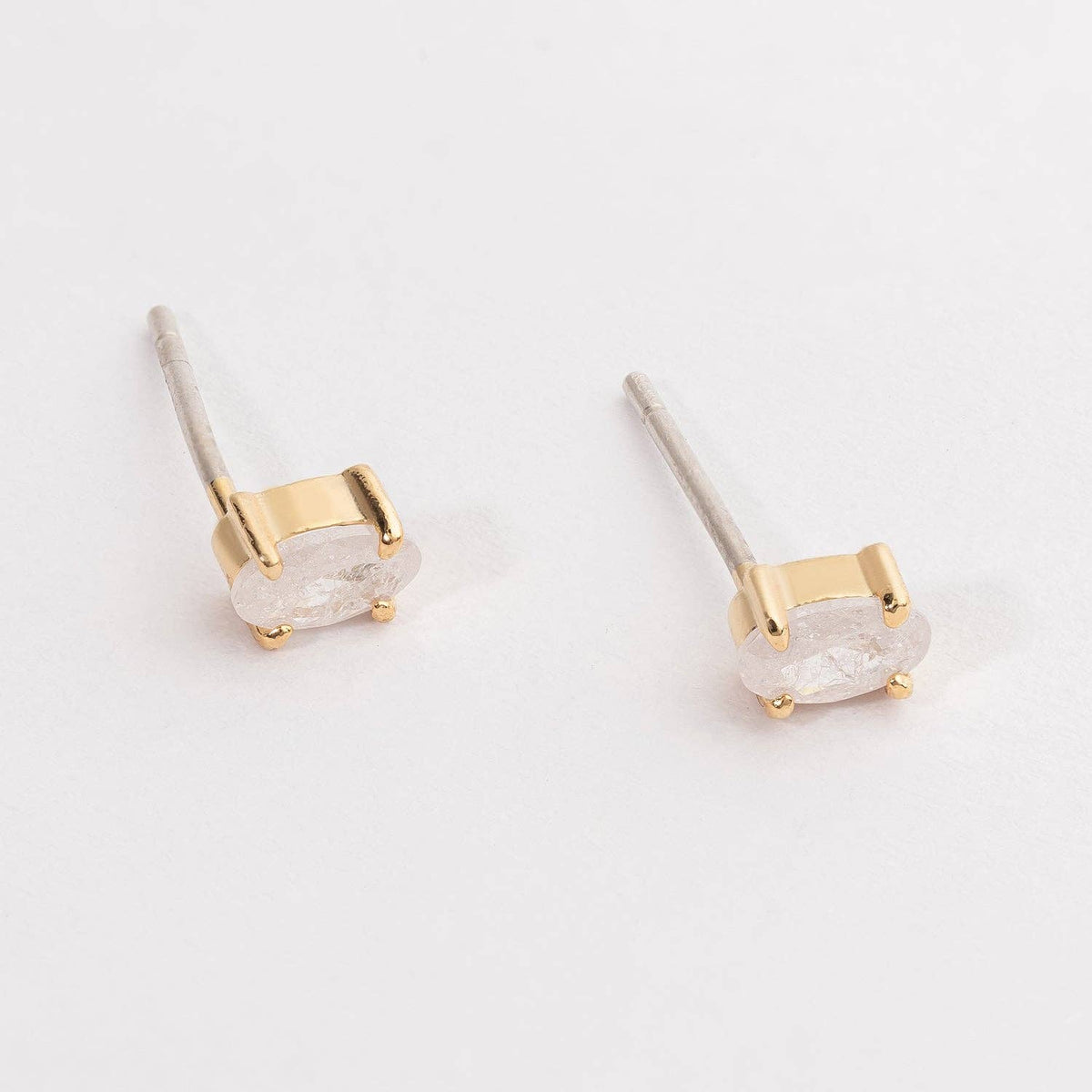 Gold Stud Earrings | Gemstone Accents