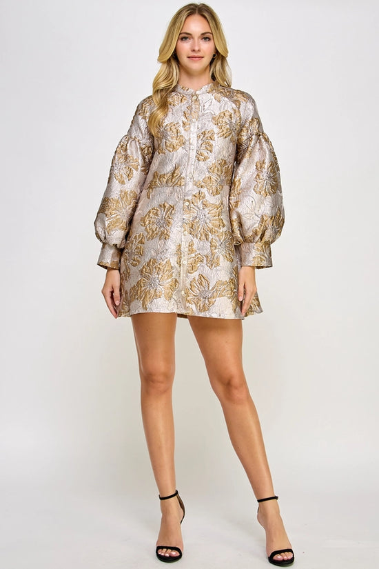 ELLISON LONG SLEEVE SHIMMER DRESS