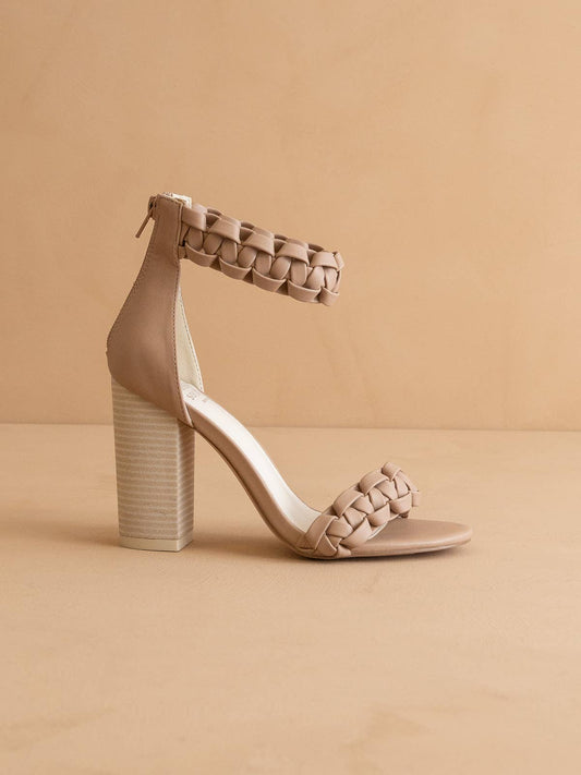 The Melody Dusty Nude | Braided Two Band Block Heel