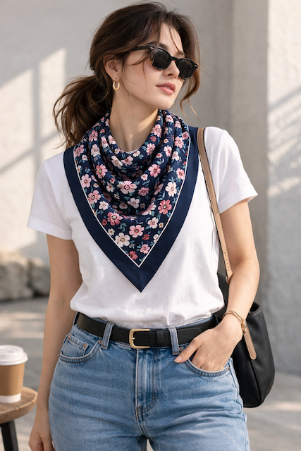 S26116 100% Polyester Lightweight Square Scarf