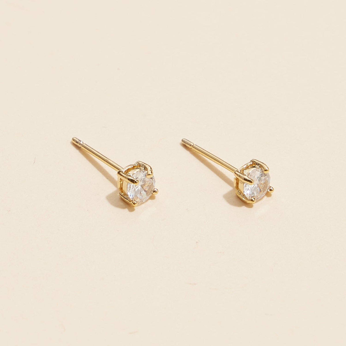 Gold and white Gold Stud Earrings with Sparkling Gems