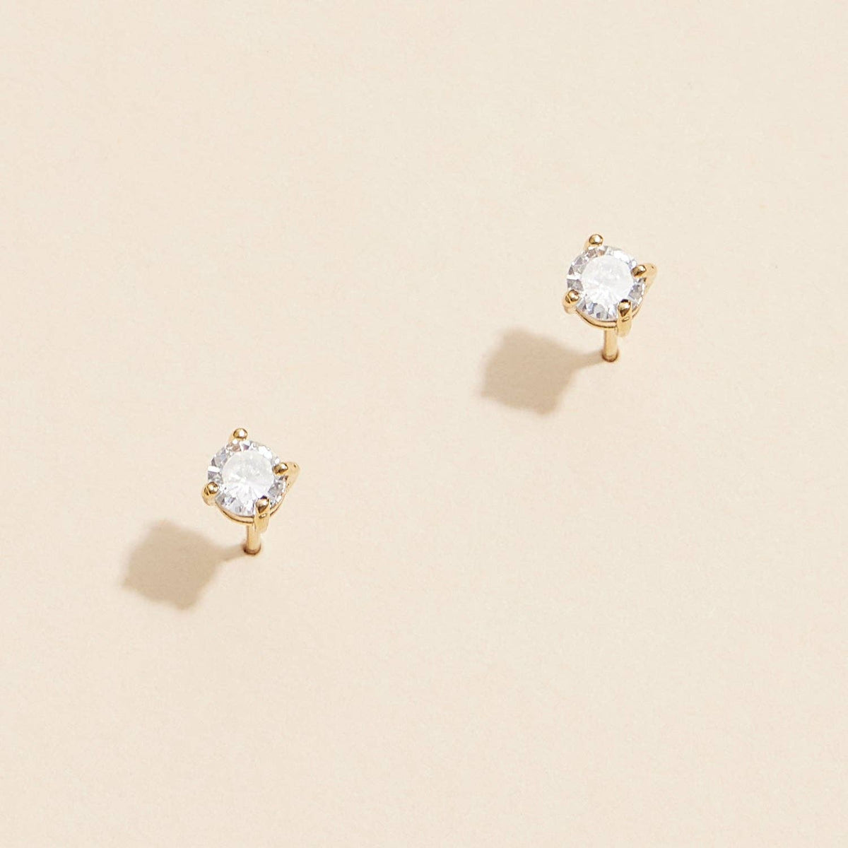 Gold and white Gold Stud Earrings with Sparkling Gems