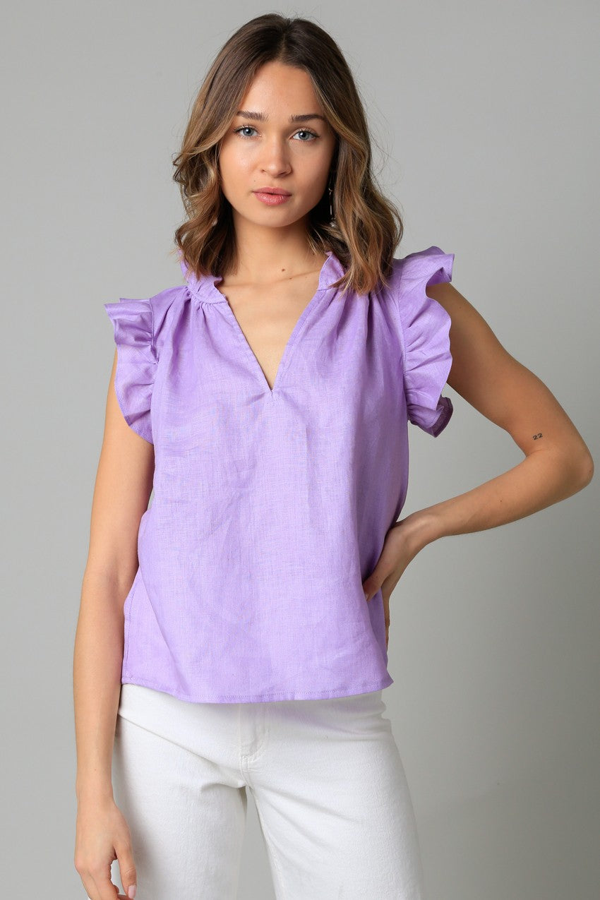OLIVACEOUS LINEN TOP