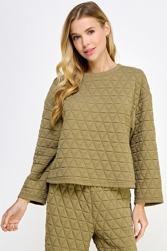 SEE AND BE SEEN QUILTED LONG SLEEVE TOP