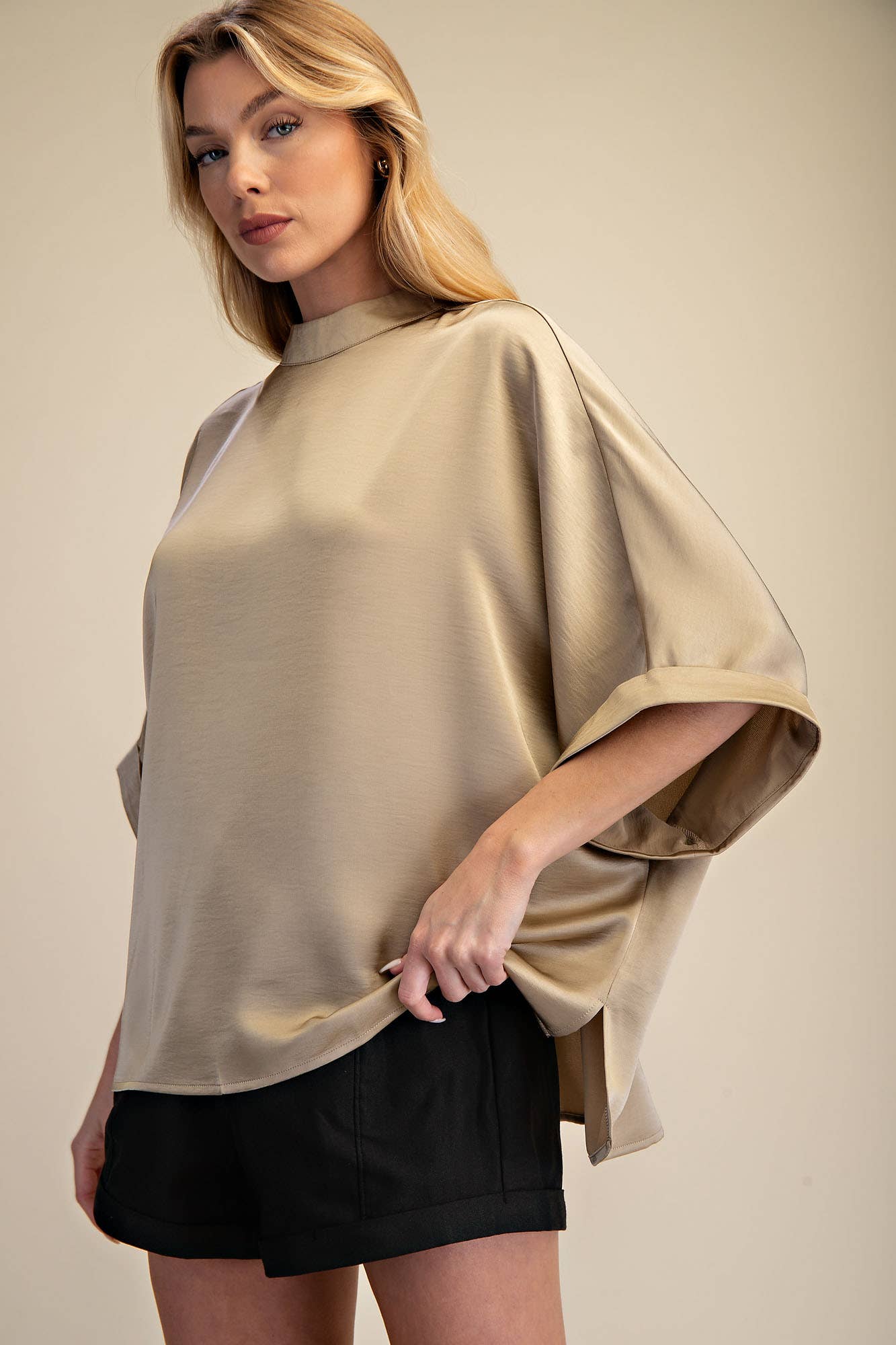 Mock Neck Oversize Top