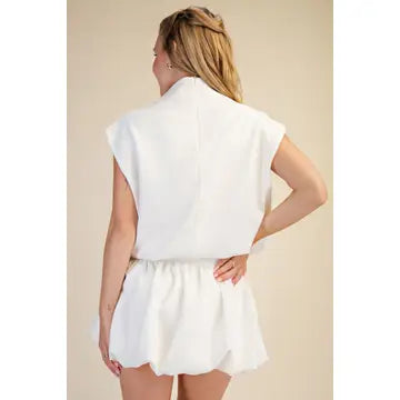 Mock Neck Balloon Top