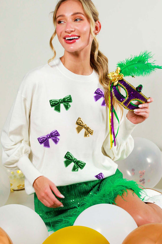 Load image into Gallery viewer, VINE AND LOVE MARDI GRAS SWEATER
