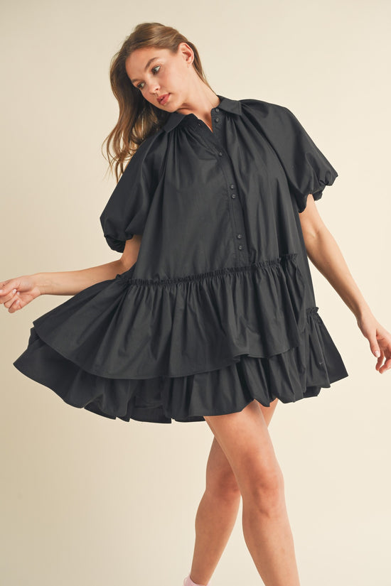Load image into Gallery viewer, MERCI BALLOON BUTTON DOWN DRESS
