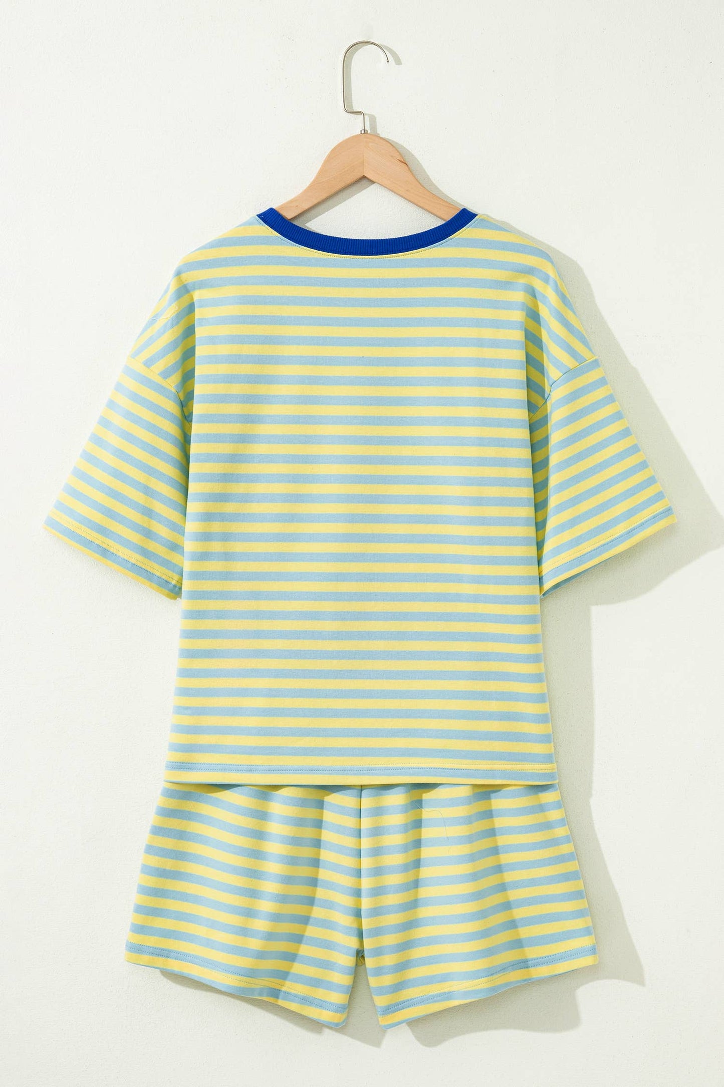 LAS Stripe Contrast Trim Boxy Terry Short Set (S-XL)