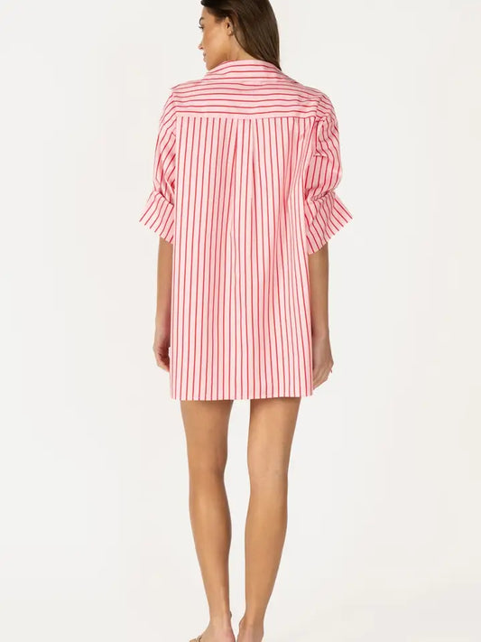 PINK STRIPE BUTTON DOWN DRESS