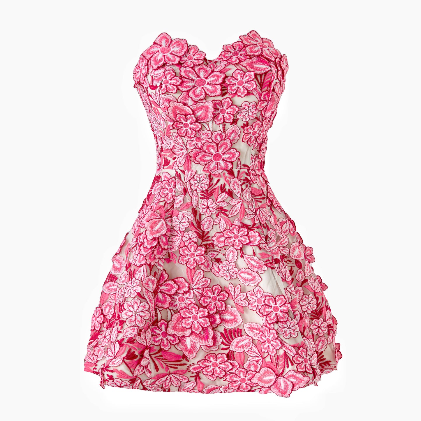Floral Embroidered Strapless Mini Dress 2026