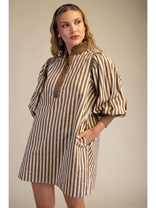 GLAM LONG SLEEVE STRIPE DRESS