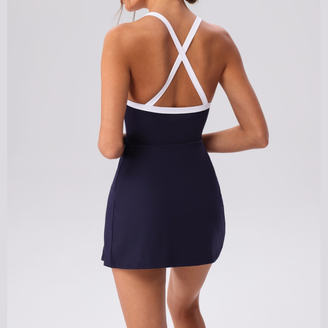 Women's Contrast-Line Side Split Tennis Mini Dress