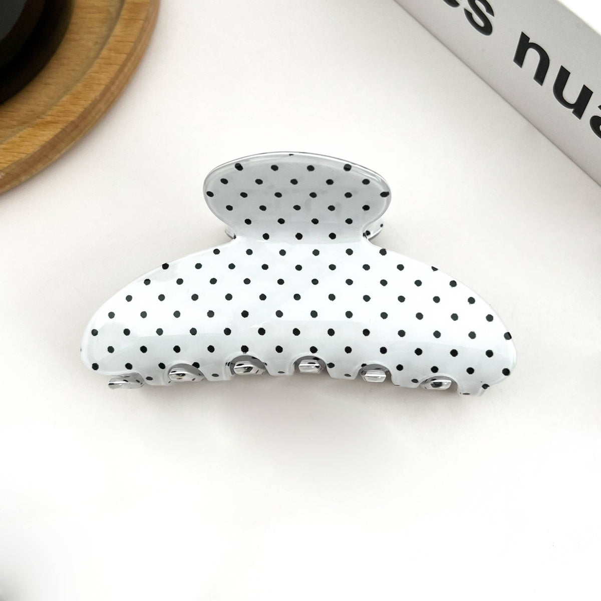 Classic Polka Dot Half Round Hair Claw Clip