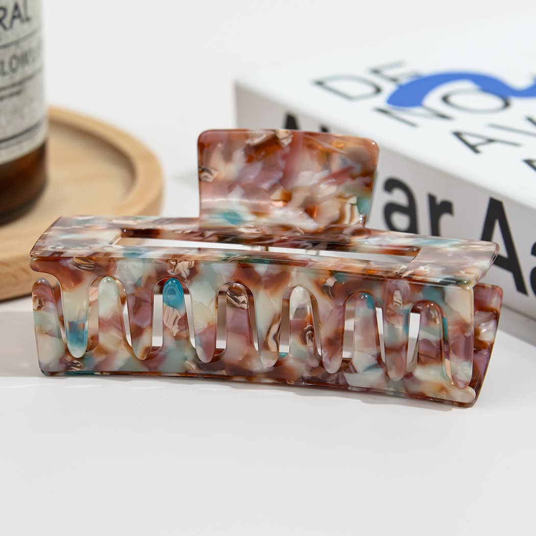 Vintage Oversized Square Acetate Claw Clip, Eco-Friendly