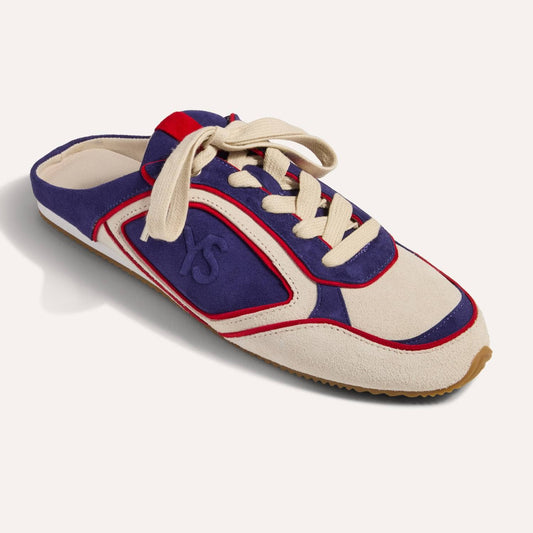 Uptown Slide Sneaker in Bone/Eggplant/Red Suede/Nappa