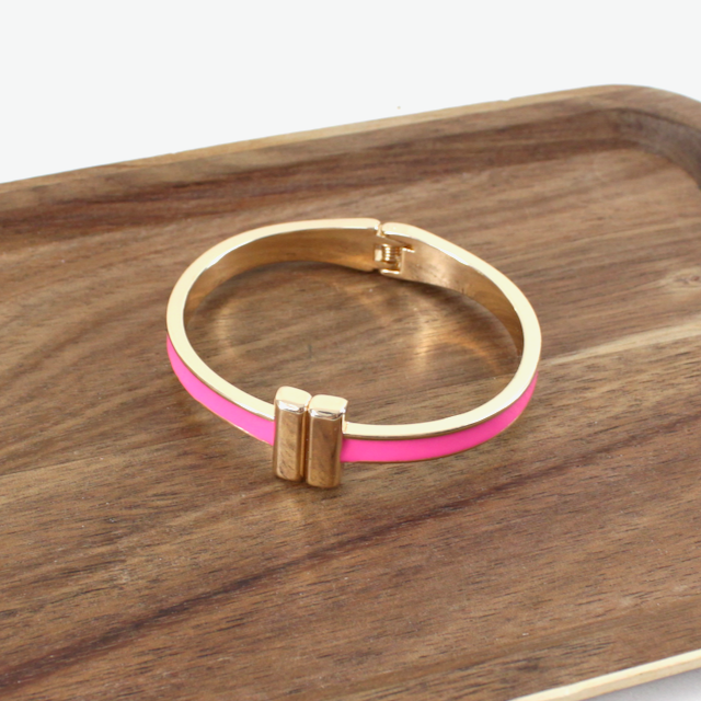 B25295 Color Band Hinged Bangle Cuff Bracelet