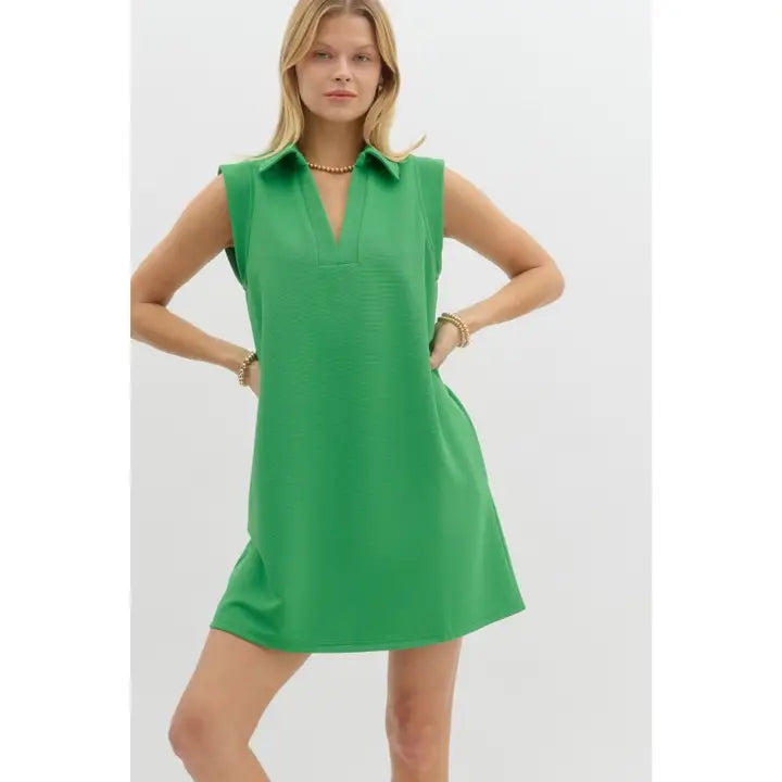 STYLE USA COLLARED V NECK DRESS