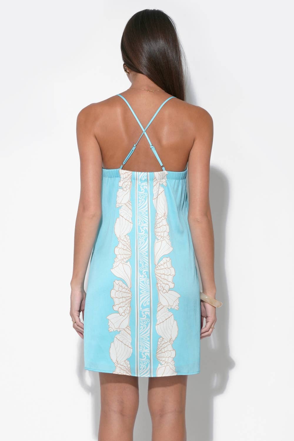 Celeste Lace Trim Printed Seashell Mini Dress