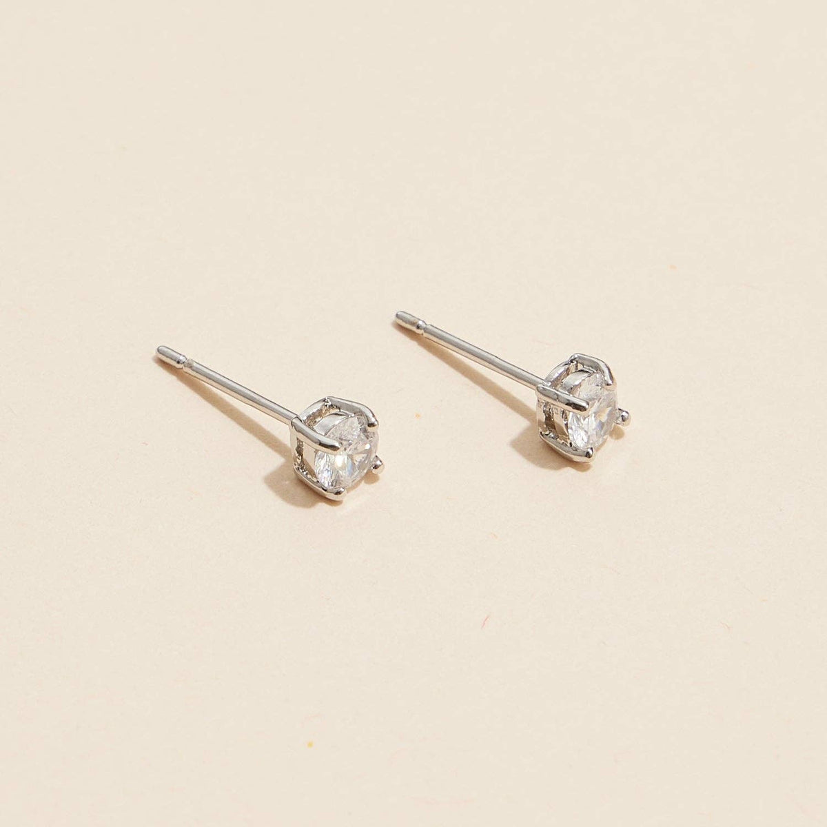 Gold and white Gold Stud Earrings with Sparkling Gems