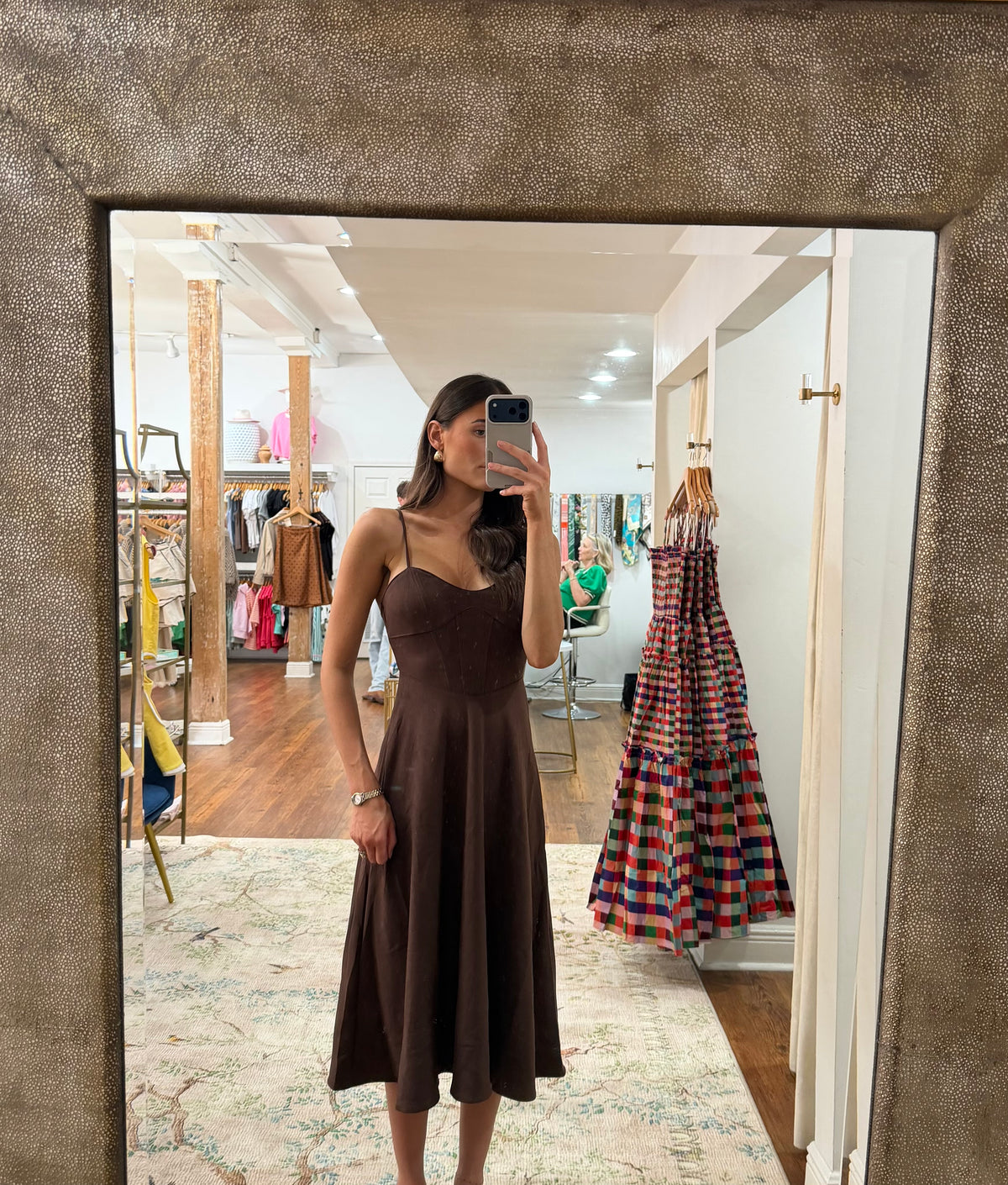 Suede Strapped Chocolate Dress