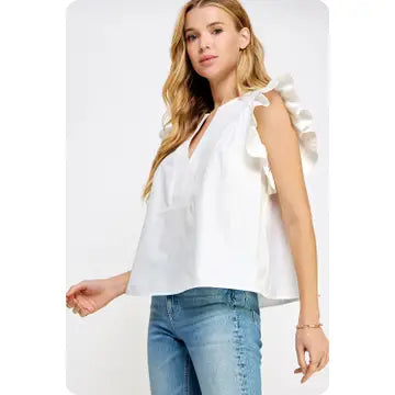 STRUT AND BOLT FLUTTER SLEEVE TOP