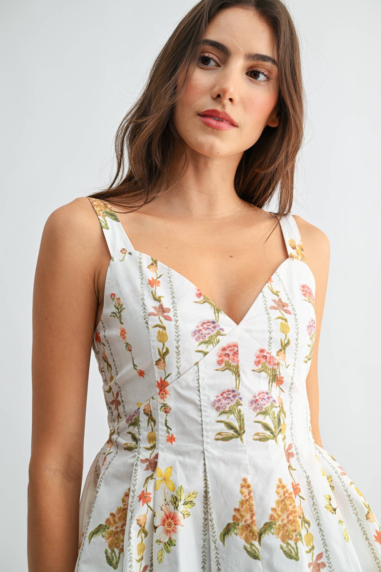 CST10067E Floral Print Peplum Top with Adjustable Straps