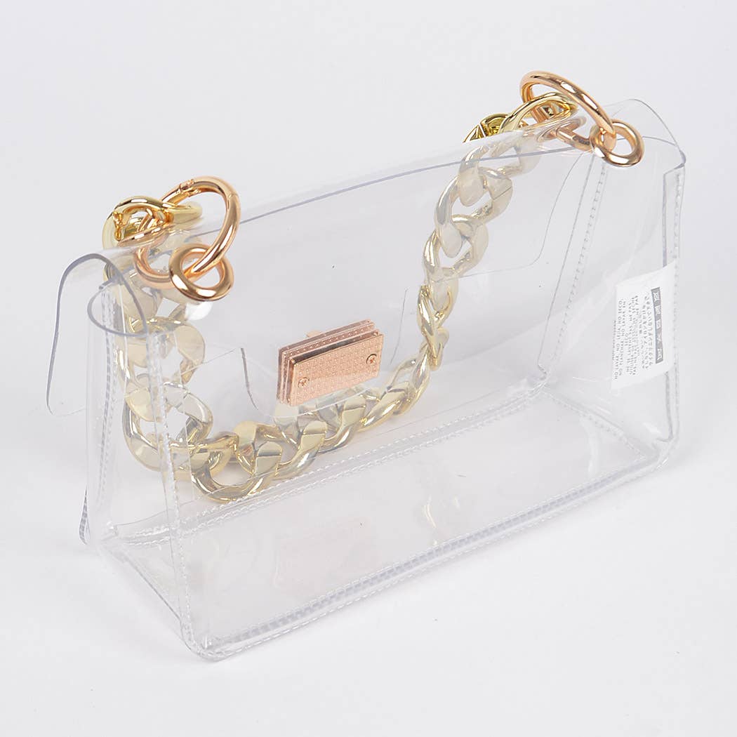 Clear Cross Body Bag W/Oversized Chain